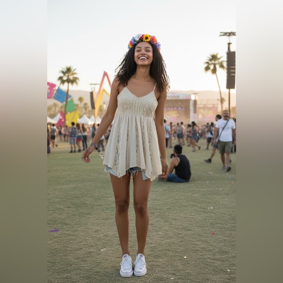 American Eagle Boho Lace Top Size 00 - Picture 9 of 9